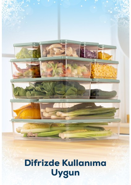 15'li Buzdolabı Düzenleyici Organizer Mikrodalgaya Uygun Difriz Saklama Kabı Mint fırsatları