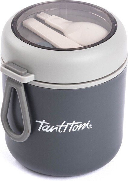 Paslanmaz Çelik Yuvarlak Yemek Kabı 530ml, Şık ve Pratik Tasarım, Gri Renk