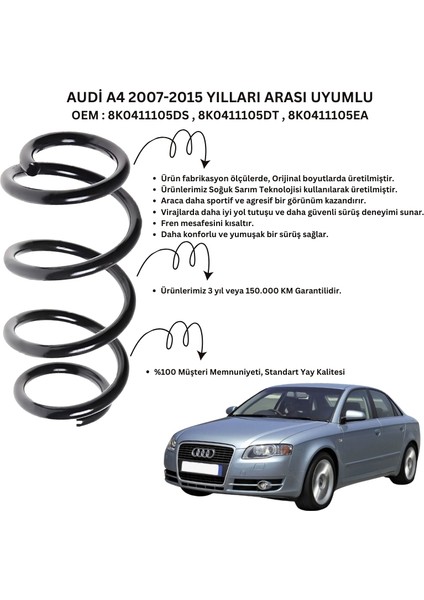 Audi A4 (2007-2015) Uyumlu Standart Yay ST102003F - Ön Helezon Yay Takımı - 2 Adet