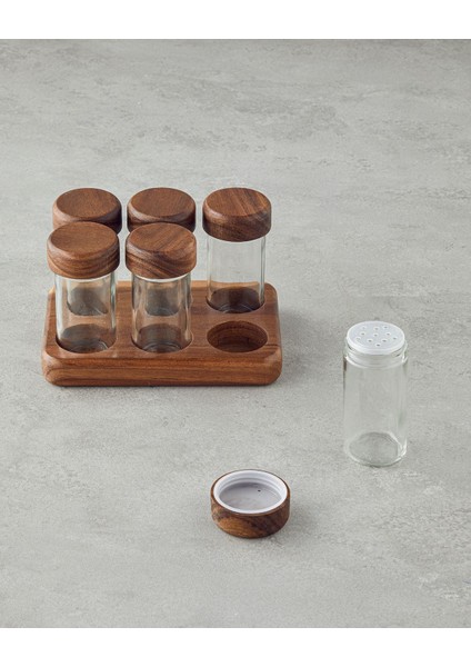 Şık 6'lı Cam Baharatlık Seti, 90 ml, Kahverengi, Modern ve Kullanışlı Tasarım fiyatları