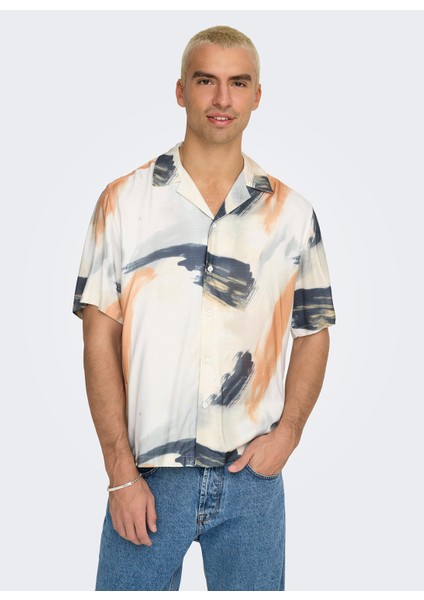 Rahat Ekru Desenli Erkek Gömlek Onsdash Lıfe Reg Dıg Aop Ss Resort modelleri