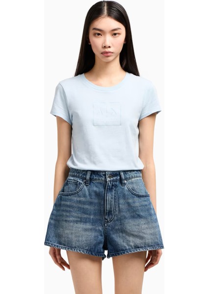 Yüksek Bel Dar Mavi Kadın Denim Şort XW000135