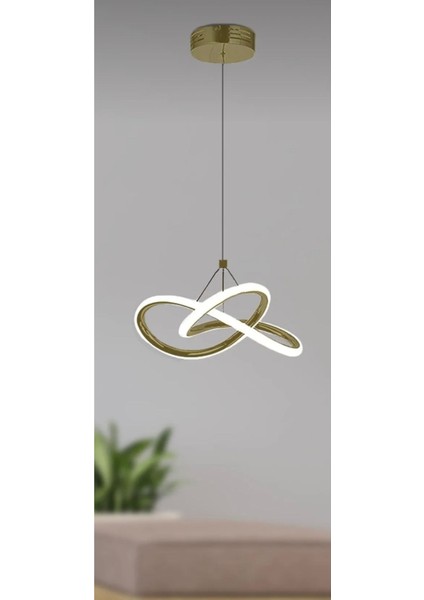 Eskitme Satin Bronz Imza LED Şeritli Avize