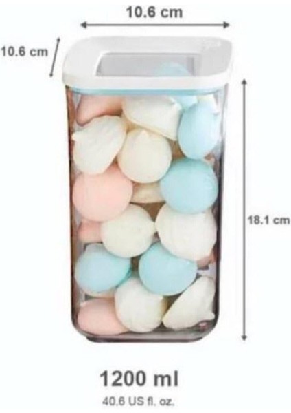 12 Li Süper Saklama Kabı Set 1200 ml - 1200ML Erzak Kabı