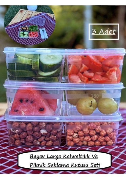 3'lü Turuncu Şeffaf Saklama Kutusu, Pratik ve Hafif Öğün Saklama Seti