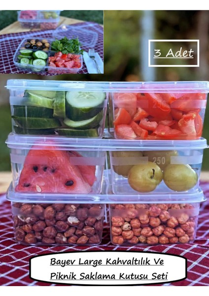 3'lü Turuncu Şeffaf Saklama Kutusu, Pratik ve Hafif Öğün Saklama Seti modelleri