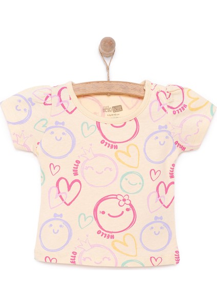 Basic Kız Gülen Yüz Desenli T-Shirt Kız Bebek