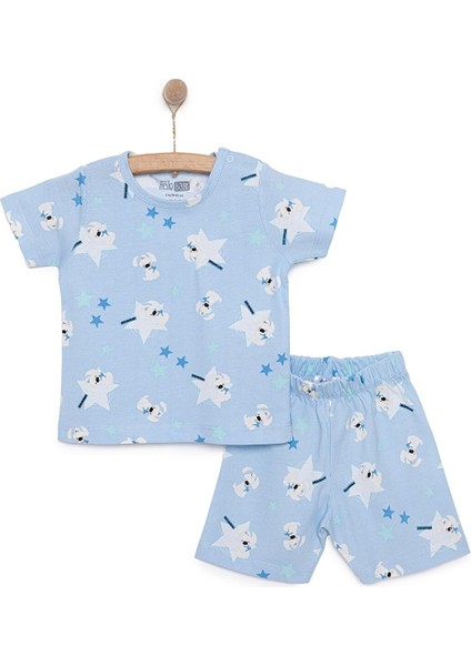 Erkek Kısa Kol Yıldız Desenli Bisiklet Yaka Pijama Takımı