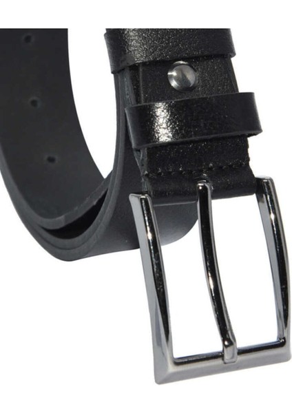 3.5 cm Tokalı Deri Garson Boy Çocuk Kemeri Siyah