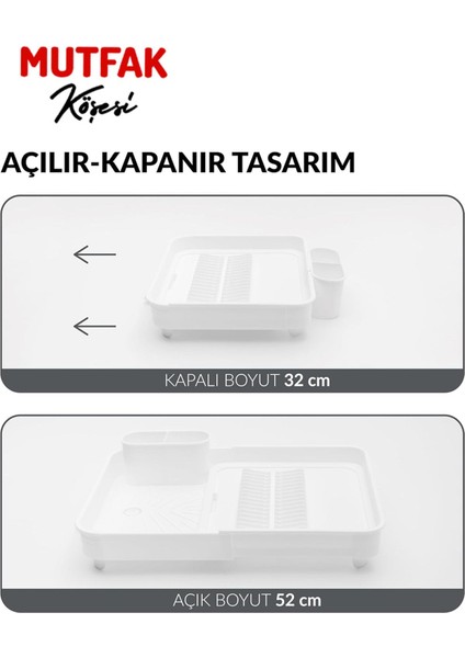 Açılır kapanır beyaz bulaşık sepeti ve düzenleyici, 32x32 cm fırsatları