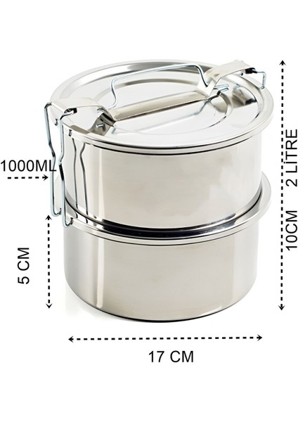 Paslanmaz Çelik Sefer Kabı, 17 cm, 2 Litre, Saklama ve Taşıma İçin Dayanıklı Metalik fiyatları