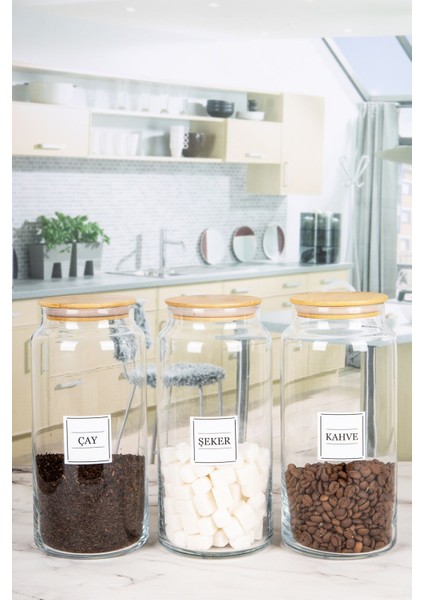 3’lü Ahşap Kapaklı Cam Kavanoz Seti, Vakumlu, 1440 ml, Beyaz, Şık ve kullanışlı tasarım modelleri