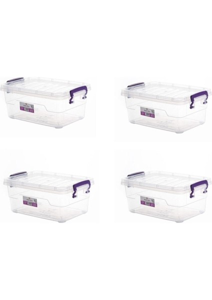 Yatay Saklama Kabı 4’lü Set, Şeffaf, 4x3,5 Lt, Pratik ve Güvenli Saklama Çözümü