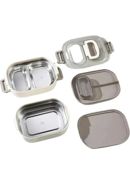 Vagon Life 1000 ml Lunchbox Çift Katlı 3 Bölmeli Çelik Sefer Tası Yemek Kutusu Beslenme Kabı