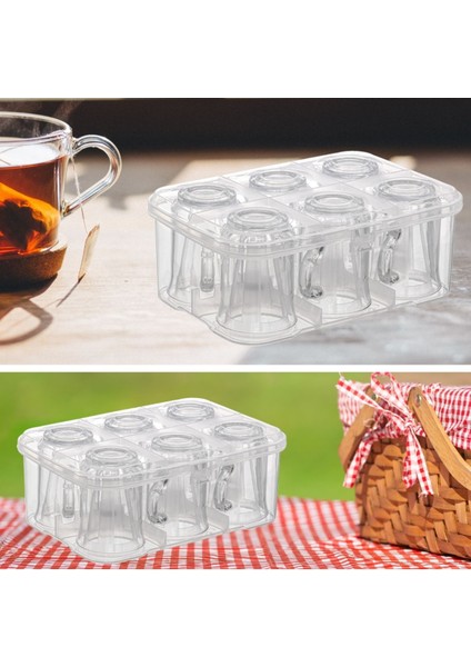 Şeffaf su bardağı ve kupa taşıma saklama kabı, turuncu renk, dayanıklı plastik