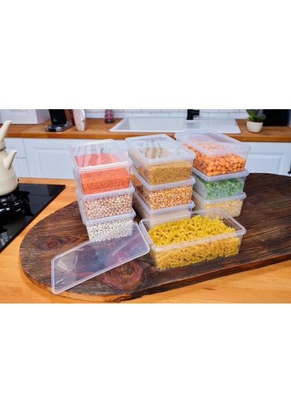 Plastik Saklama 20 Adt Kabı Bakliyat Yemek Oyuncak, Kilitli Dondurucu Kahve 2 lt (23 x 14 x 8 Cm)