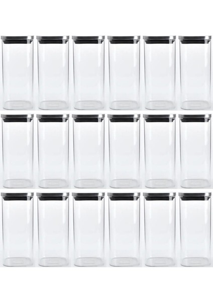 Kare Cam Kavanoz Seti, 450 ml, Vakum Krom Kapak, Saklama ve Baharatlık, 18 Parça