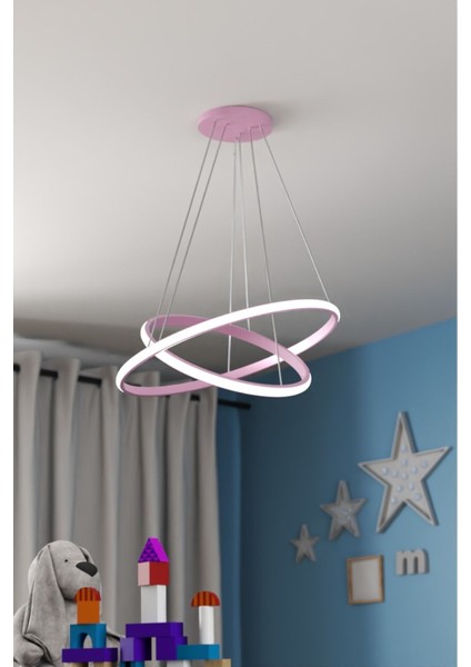 Robin 2 'li Pembe Sarkıt Beyaz Ledli Modern LED Avize