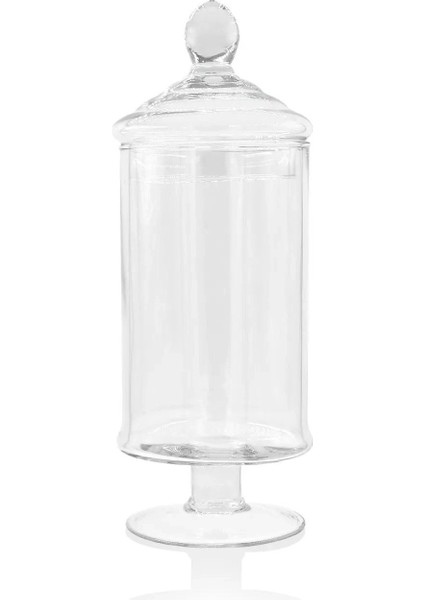 Turuncu cam ayaklı şeffaf sunum fanusu, 33 cm, şık ve kullanışlı dekor ürünü modelleri