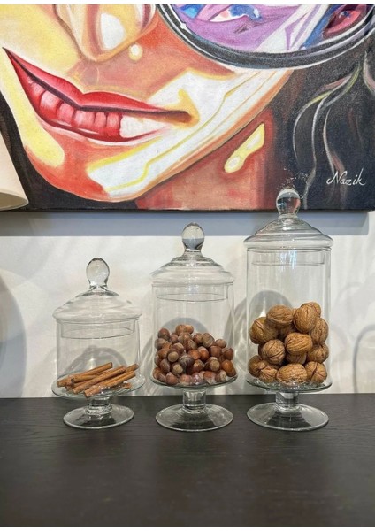 Turuncu cam ayaklı şeffaf sunum fanusu, 33 cm, şık ve kullanışlı dekor ürünü fırsatları