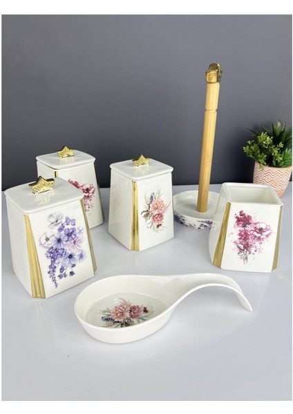 Şık 6 Parça Porselen Mutfak Takımı, modern ve zarif tasarım, 435 ml kapasite