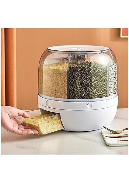 6 Bölmeli Dönebilen Hava Geçirmez Saklama Kutusu, Kuru Gıda ve Bakliyat Organizatörü fiyatları