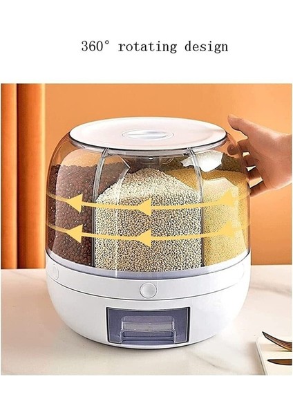 6 Bölmeli Dönebilen Hava Geçirmez Saklama Kutusu, Kuru Gıda ve Bakliyat Organizatörü modelleri