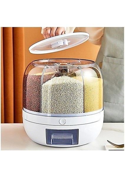 6 Bölmeli Dönebilen Hava Geçirmez Saklama Kutusu, Kuru Gıda ve Bakliyat Organizatörü fırsatları