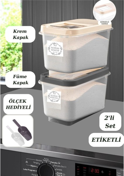 Deterjan Kutusu Tablet Kutusu Un Bakliyat Kovası Erzak Kabı 2'li Set Patates Soğan Kovası 10 Lt.