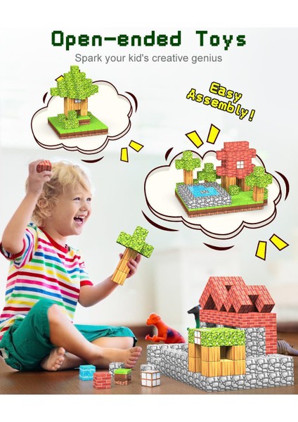 Mini Manyetik Yapı Bloğu Oyuncakları Çocuk Eğitici Oyuncakları Oluşturun (Resimde Işaretlenen Miktara Göre) (Yurt Dışından)