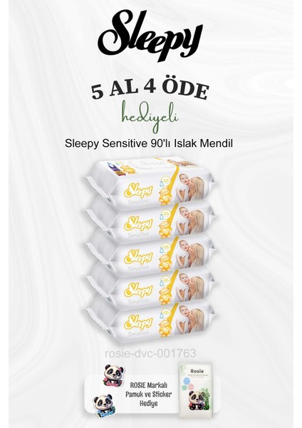 Sensitive 90'lı Islak Mendil 5 Al 4 Öde ve Rosie Pamuk