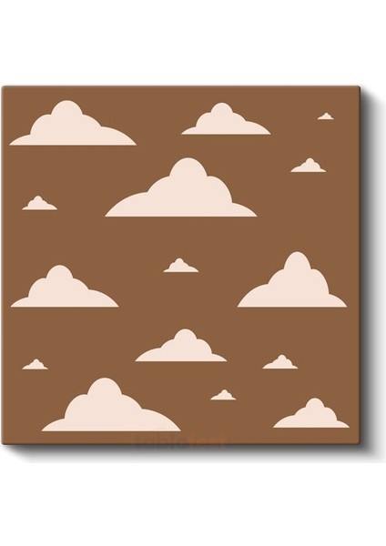 Minimalist Bulutlar - Kahverengi Gökyüzü Soyut Desen Kanvas Tablo