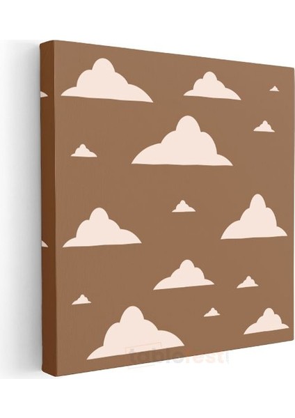 Minimalist Bulutlar - Kahverengi Gökyüzü Soyut Desen Kanvas Tablo