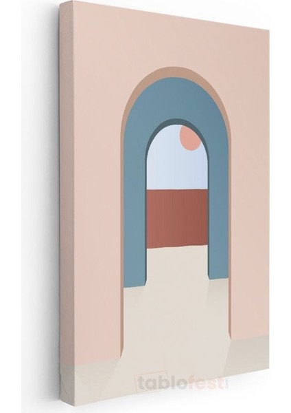 Kemerli Geçit - Pastel Tonlar ve Geometrik Formlar Kanvas Tablo modelleri