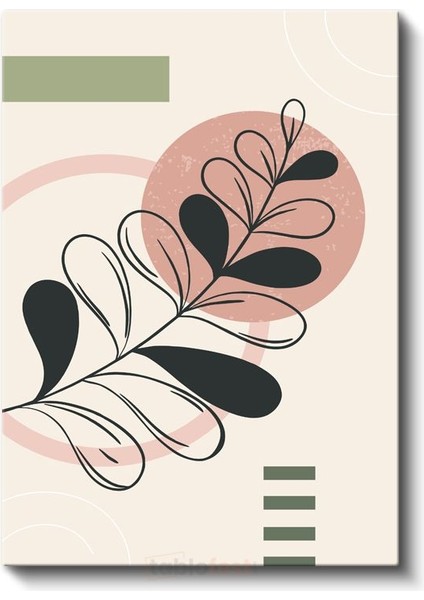 Botanik Harmoni - Minimalist Yaprak Deseni Kanvas Tablo