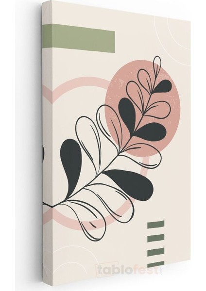 Botanik Harmoni - Minimalist Yaprak Deseni Kanvas Tablo