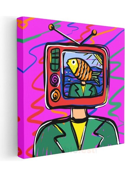 Dijital Kimlik - Pop Art Televizyon Figürü Kanvas Tablo