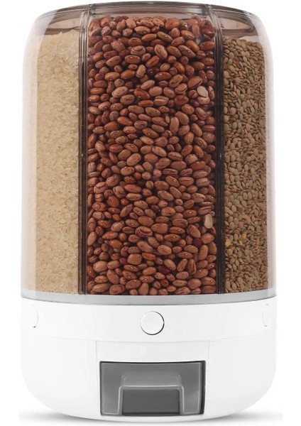 6 Gözlü, 10 kg Kapasiteli 360 Derece Dönebilen Gıda ve Bakliyat Saklama Kabı ,organizer indirimleri