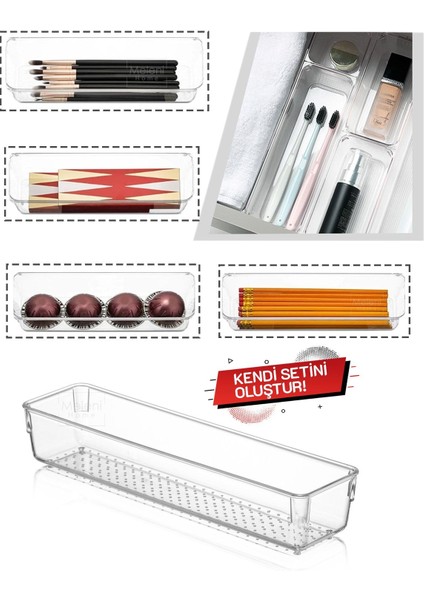 Çekmece Içi Düzenleyici, Modüler Saklama Kabı - Makyaj Takı Organizeri 30 x 7,5 cm