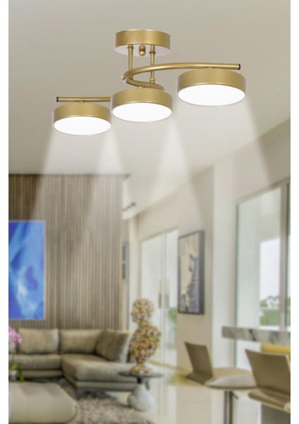 Burjuva Modern Salon Yatak Odası Giyinme Odası Mutfak Beyaz Işık Ledli Eskitme Renk 3 Lü LED Avize