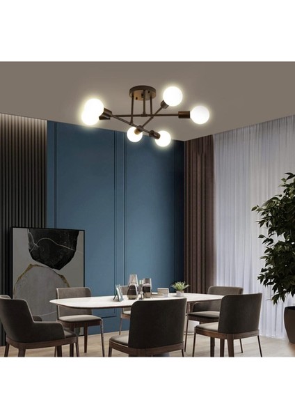 Örümcek 6'lı Çapraz Salon - Mutfak - Yatak Odası Tavan Plofenyer Siyah Avize(Ampulsüz)