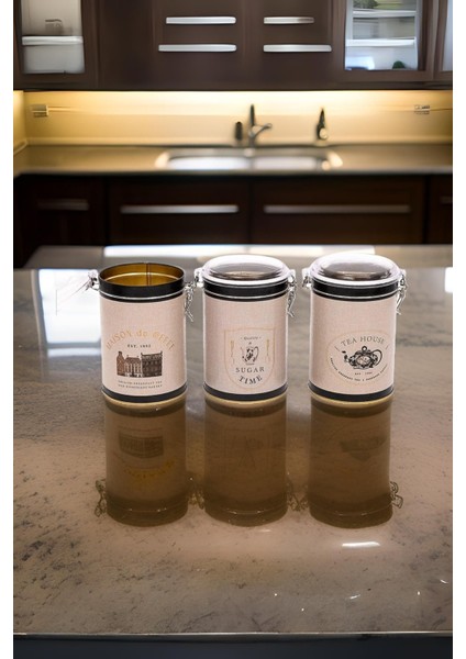 3'lü Mavi Çelik Silindir Saklama Kabı Seti, Dayanıklı ve Kullanışlı Tasarım