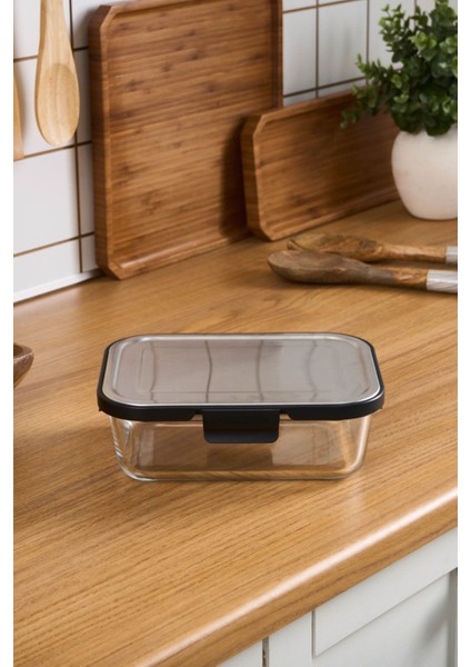 Gri 1500 ml Metal Kapaklı Cam Saklama Kabı, dayanıklı ve şık tasarım, 2'li set