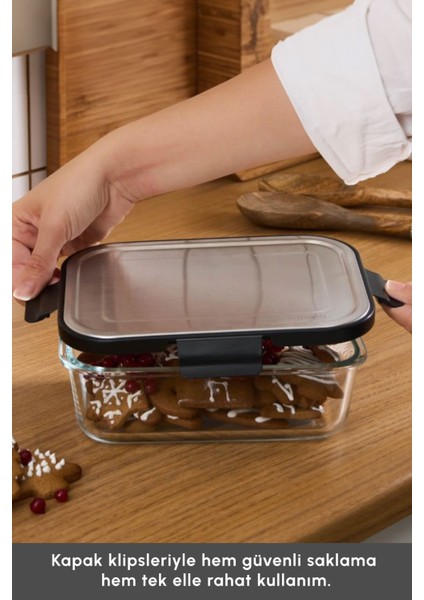 Gri 1500 ml Metal Kapaklı Cam Saklama Kabı, dayanıklı ve şık tasarım, 2'li set fırsatları