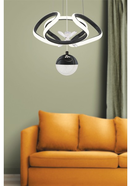 Oscar Siyah Modern Sarkıt LED Avize Günışığı Salon Mutfak Oda Hol Ledli Avize