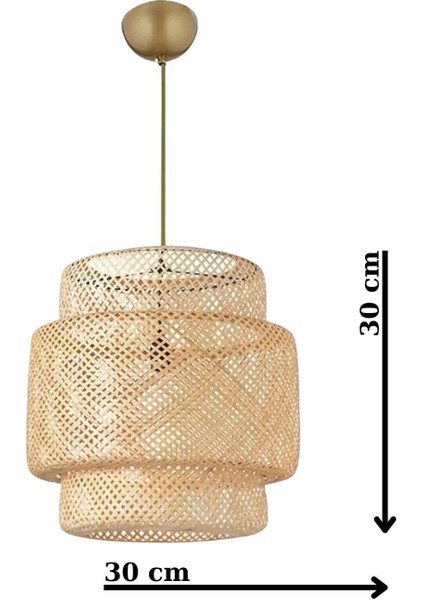 Bambu Eskitme Duylu 30 cm Avize Bambu,iskandinav,bohem,