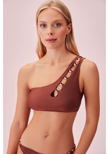 Maya Tek Omuz Aksesuarlı Bralet Bikini Üst