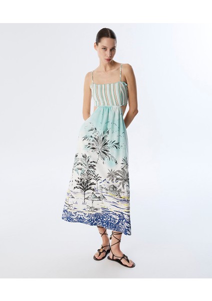 Desenli Cutout Elbise TS1250002342089