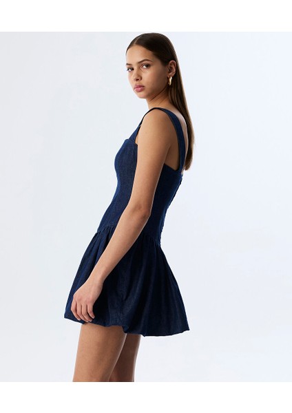 Kare Yaka Jean Elbise TS1250002345629