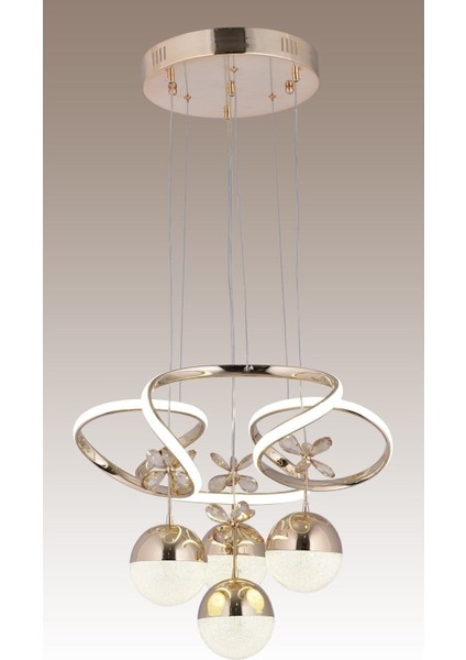 Papatya 3 Renk Gold ( Sarı Beyaz ve Gün Işığı ) Luxury LED Kristal Taşlı Avize Concept fiyatları